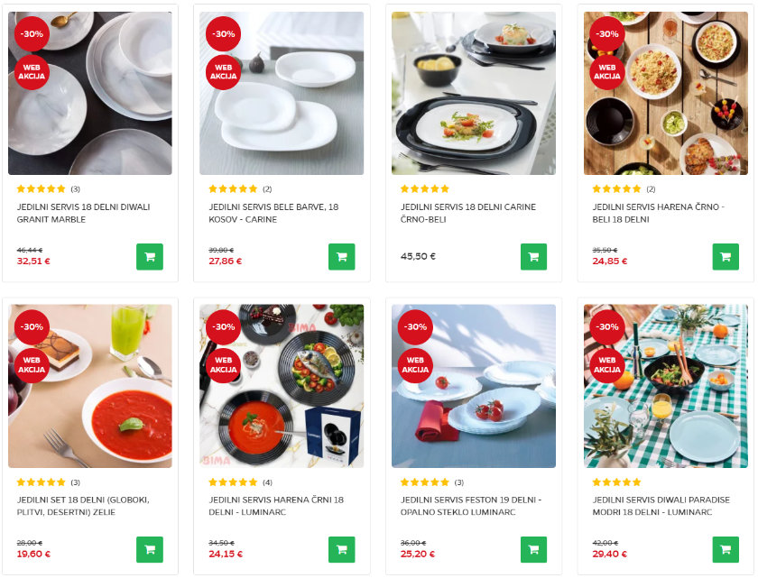 Jedilni servisi za pripravo Sarme