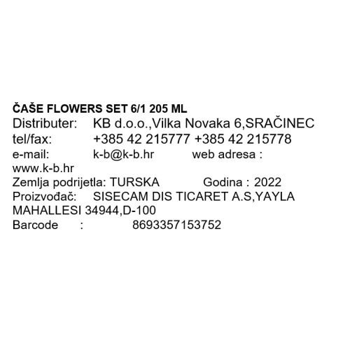 KOZARCI ZA VODO FLOWERS SET 6/1 205 ML