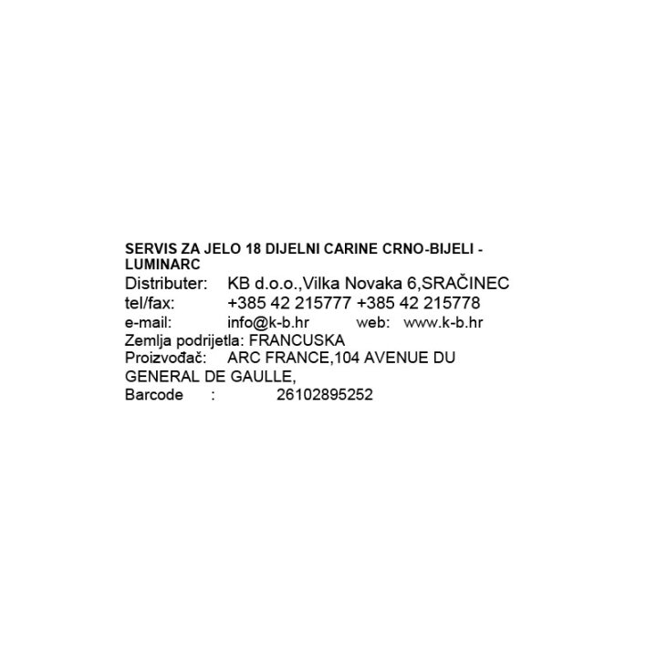 JEDILNI SERVIS 18 DELNI CARINE ČRNO-BELI