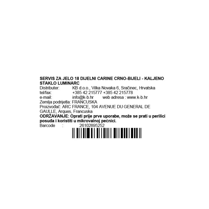 JEDILNI SERVIS 18 DELNI CARINE ČRNO-BELI