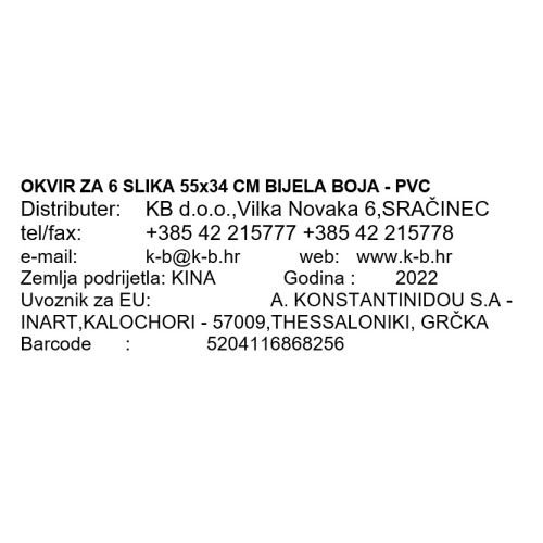 OKVIR ZA 6 SLIK 55x34 CM BELA BARVA - PVC