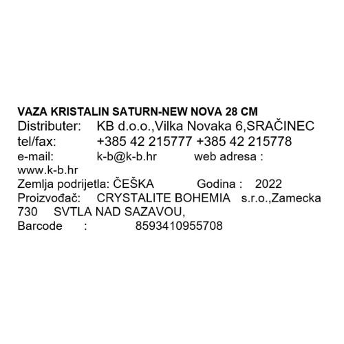 VAZA KRISTALIN SATURN-NEW NOVA 28 CM