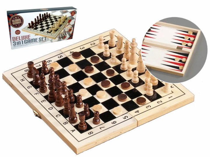 Šah leseni z igrami 3v1