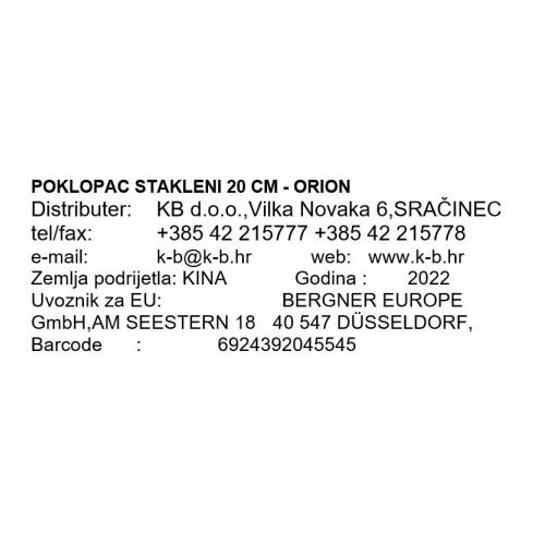 STEKLENI POKROV 20 CM - ORION