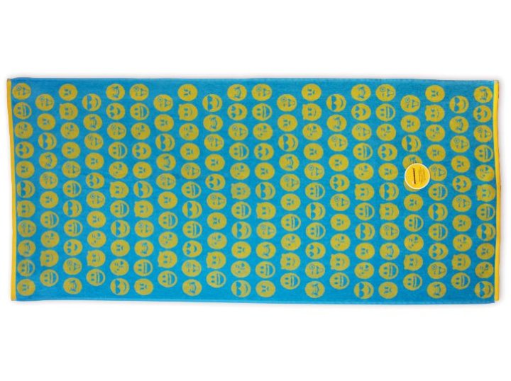 Brisača za plažo 75x150 CM turkizna - rumeni emotikon
