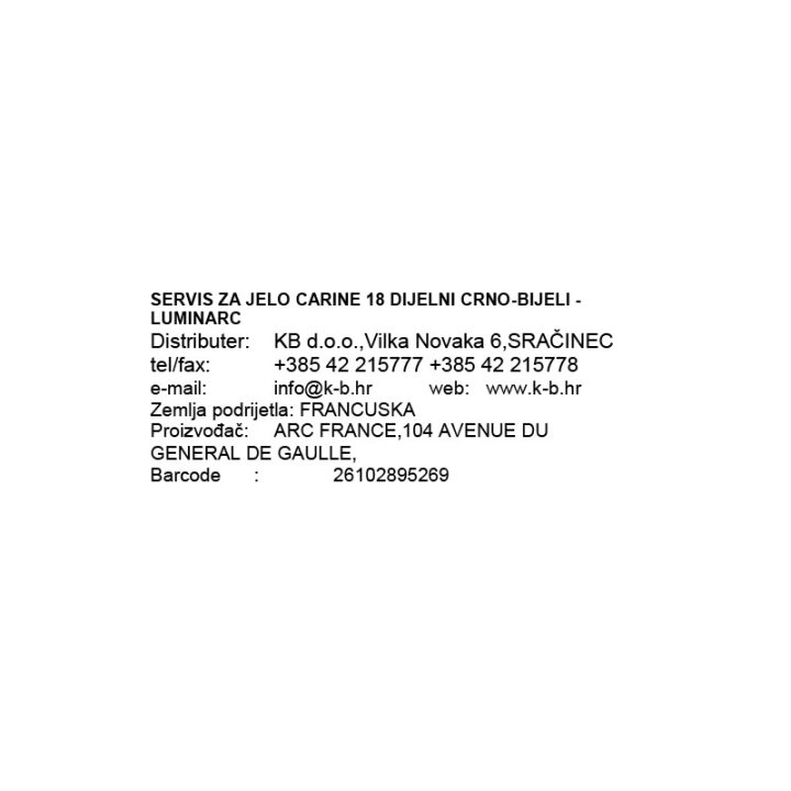 JEDILNI SERVIS 18 DELNI ČRNO-BELI CARINE