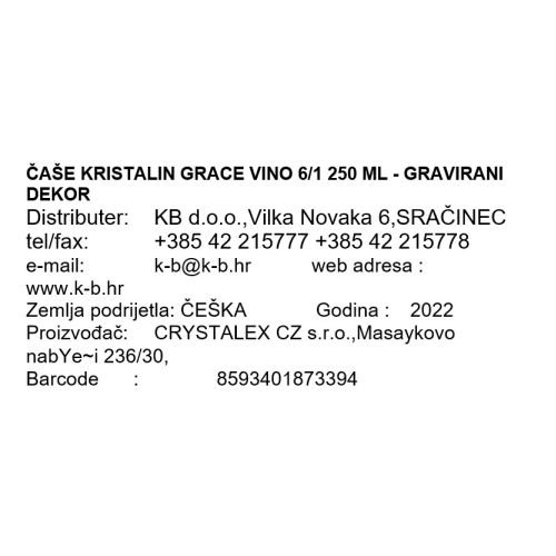KOZARCI KRISTALIN GRACE VINO 6/1 250 ML