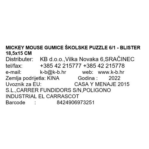 MICKEY MOUSE PUZZLE 6/1 - ŠOLSKE RADIRKE
