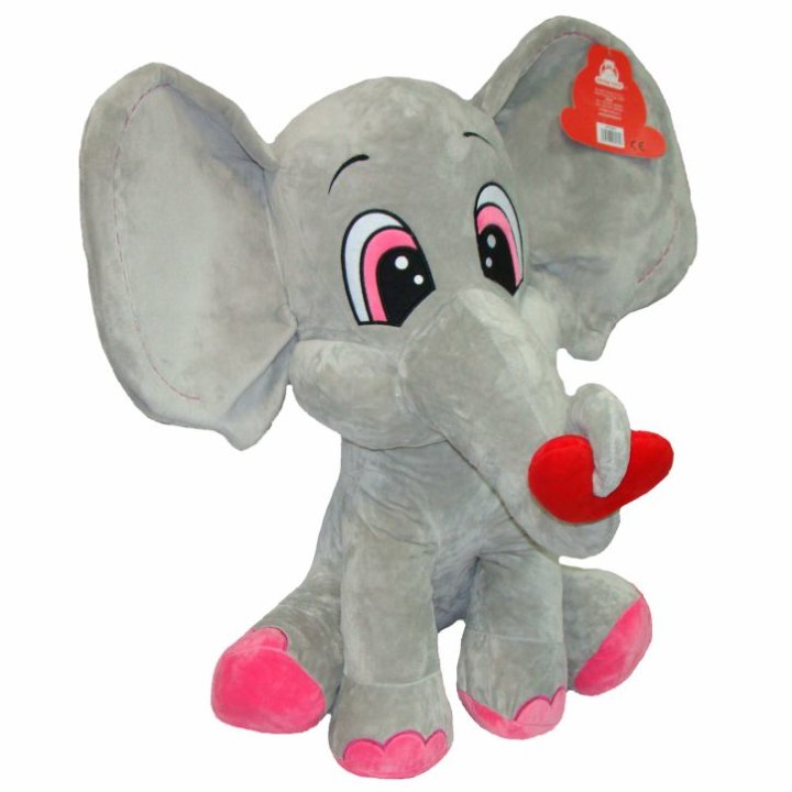 Plišasti slon s srcem 55 cm sivo-rožnati / sivo-modri