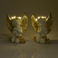 Angel z zlatimi krili in svetlobo, 14x9x19 cm - Polyresin