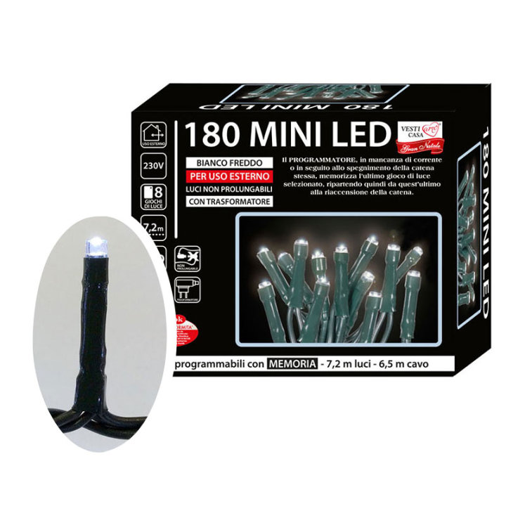 Božične lučke za bor LED, set 180/1 bele, s funkcijami - zunanje