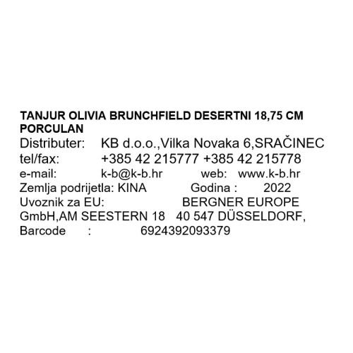DESERTNI KROŽNIK OLIVIA BRUNCHFIELD 18,75 CM - PORCELAN