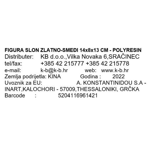 FIGURA SLON, ZLATO - RJAVI 14x8x13 CM - POLYRESIN