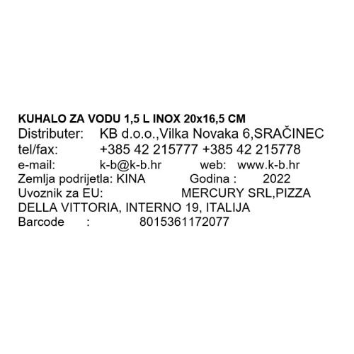 KUHALNIK VODE 1,5L INOX, 20x16,5 CM