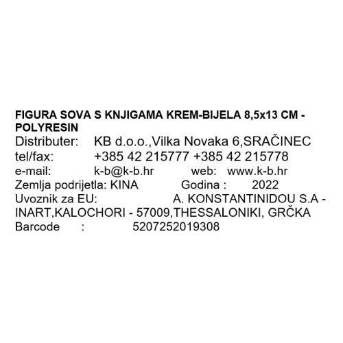 FIGURA OKRASNA SOVA KREM - BELA 8,5x13 CM - POLYRESIN