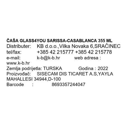 KOZAREC GLASS4YOU SARISSA-CASABLANCA 355 ML