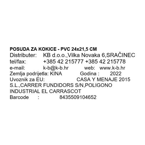 POSODA ZA KOKICE - PVC 24x21,5 CM