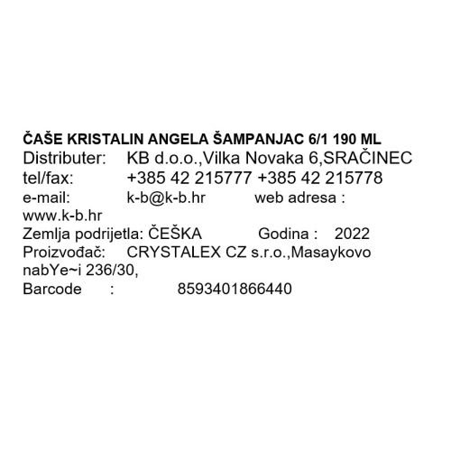 KOZARCI KRISTALIN ANGELA ŠAMPANJAC 6/1 190 ML