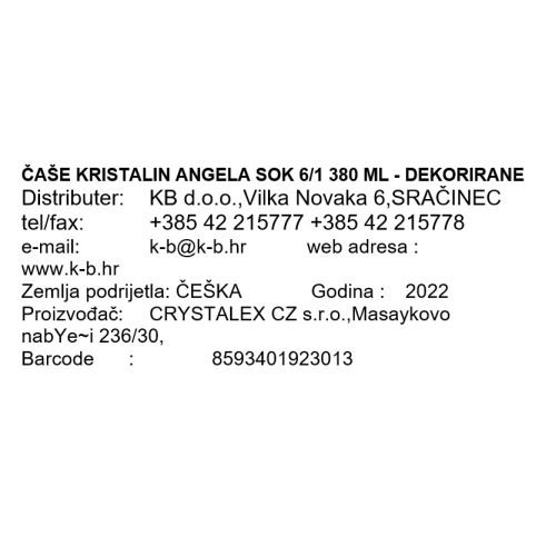 KOZARCI KRISTALIN ANGELA SOK 6/1 380 ML - DEKORIRANE