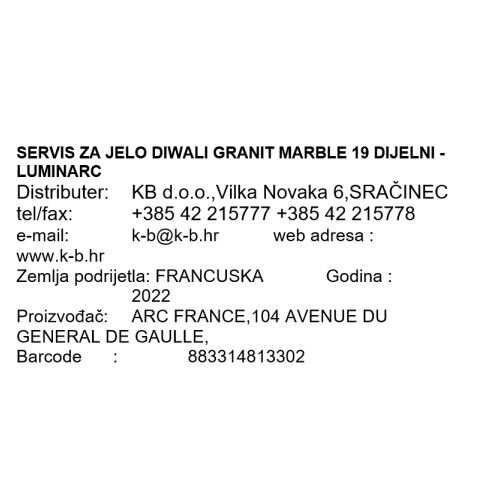 JEDILNI SERVIS DIWALI GRANIT MARBLE 19 DIJELNI