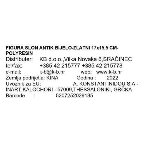 FIGURA SLON ANTIK BELO-ZLATA 17x15,5 CM - POLYRESIN