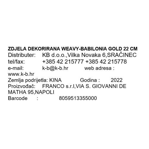 SKLEDA WEAVY-BABILONIA GOLD 22 CM