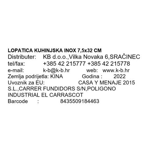 LOPATKA INOX 7,5x32 CM