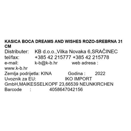 KASICA STEKLENICA DREAMS AND WISHES ROZO-SREBRNA 31 CM