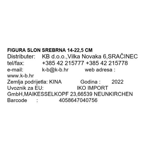 FIGURA SLON SREBRNA 14-22,5 CM