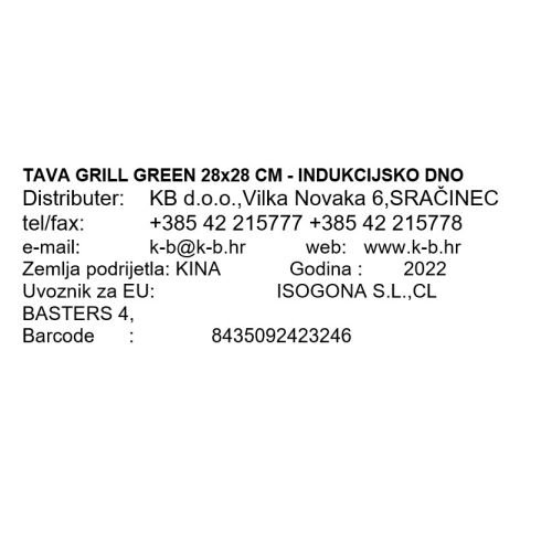 PONEV GRILL GREEN 28x28 CM - INDUKCIJSKO DNO