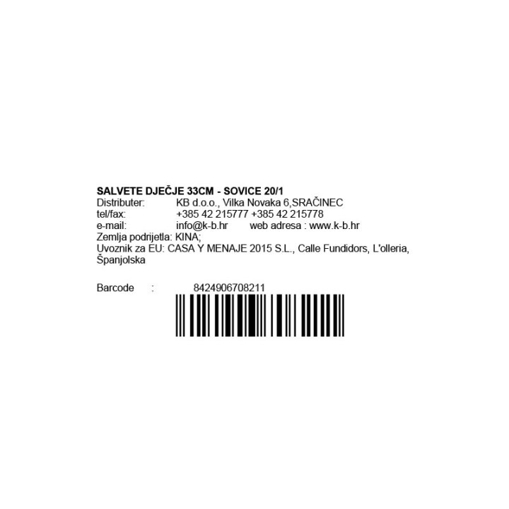 OTROŠKE PAPIRNE BRISAČE 20/1 -SOVE