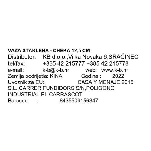 STEKLENA VAZA - CHEKA 12,5 CM