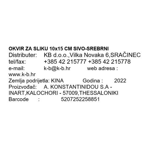 OKVIR ZA SLIKE 10x15 CM SIVO-SREBRNI