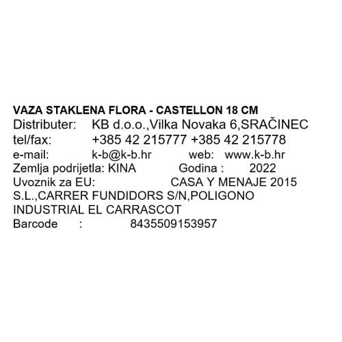 VAZA STEKLENA FLORA - CASTELLON 18 CM