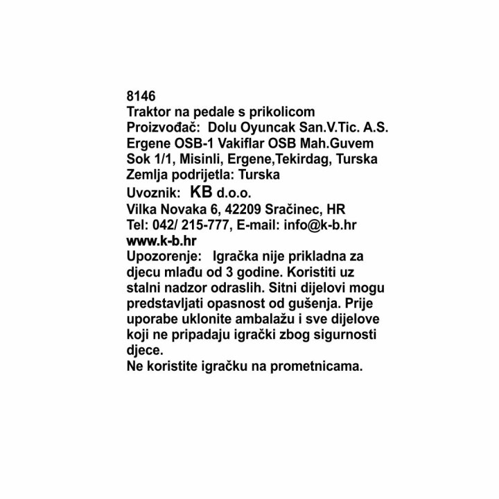 OTROŠKI TRAKTOR NA PEDALA S PRIKOLICO RANCHERO RDEČI