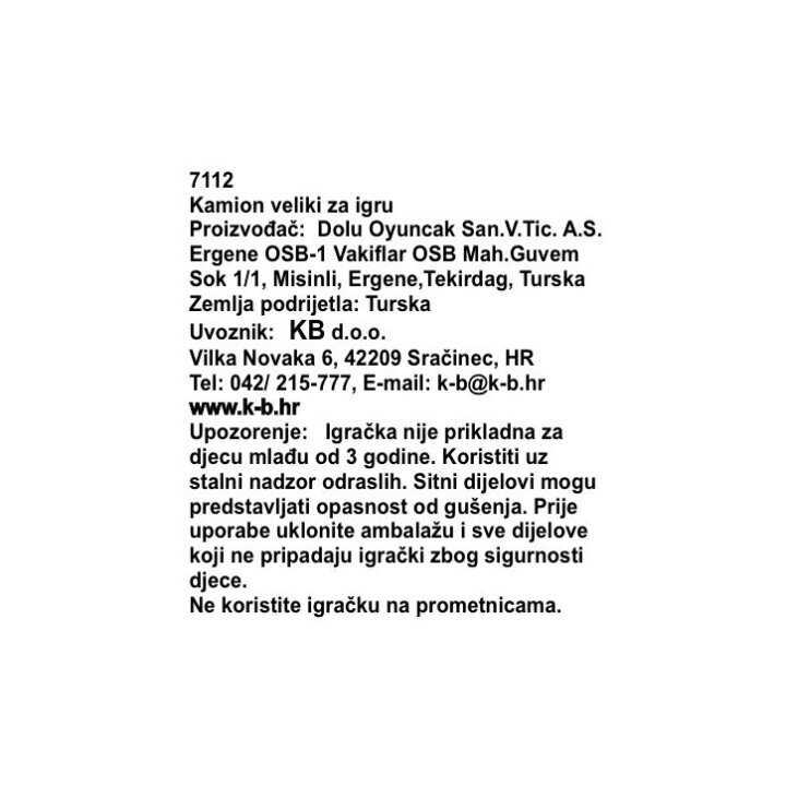 VELIKI TOVORNJAK ZA OTROKE MAX POWER V ŠKATLI 35x83x31 CM