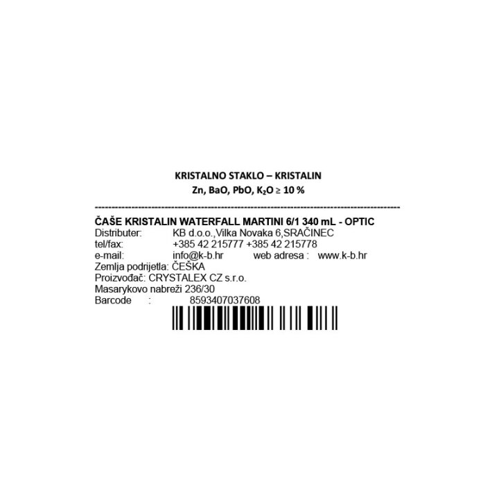 KOZARCI ZA MARTINI KRISTALIN WATERFALL 6/1 340 mL - OPTIC