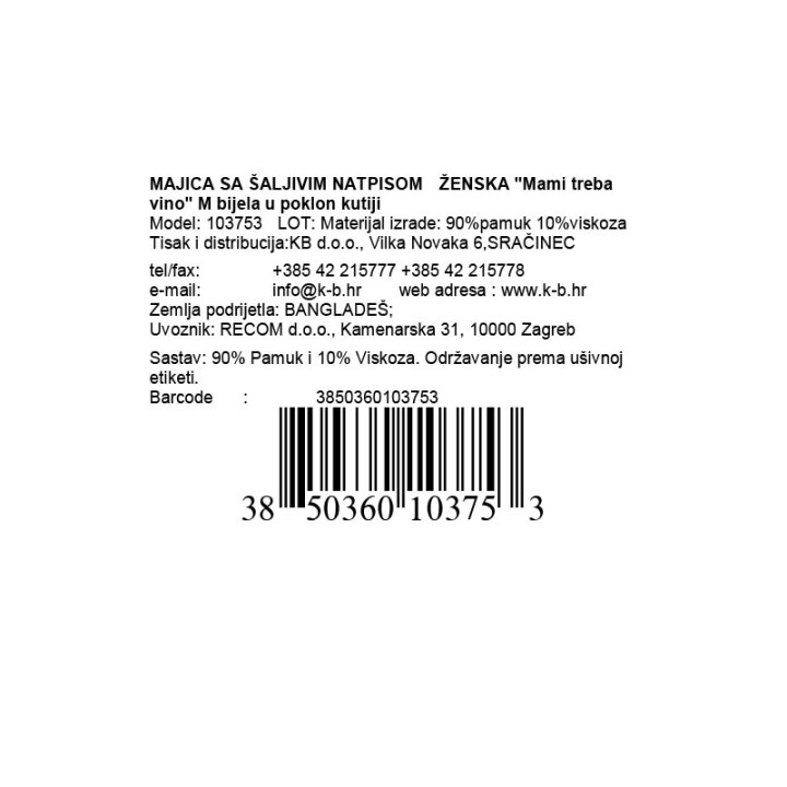 ŽENSKA MAJICA S HUMORISTIČNIM NAPISOM 