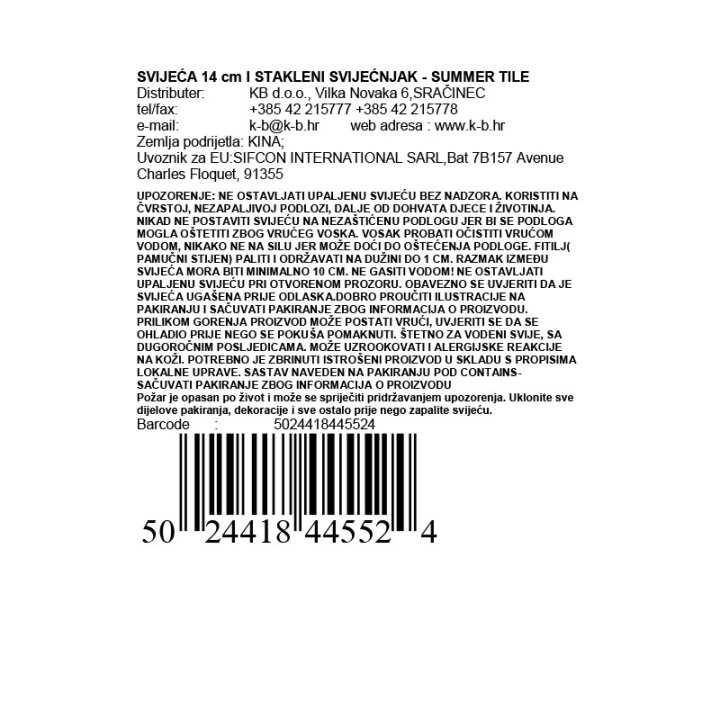 SVEČA 14 cm IN STEKLEN SVEČNIK - TILE SUMMER