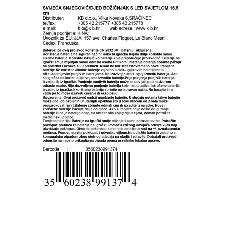 SVEČKA BOŽIČEK Z LED LUČKO 15,5 cm