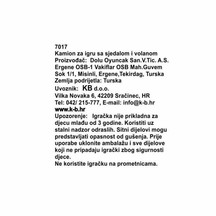 VELIKI OTROŠKI TOVORNJAK S SEDEŽEM, VOLANOM IN PRIKOLICO 39x68,5x25,2 cm