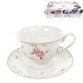 SKODELICE ZA KAVO S KROŽNIČKI 6/1 PORCELAN 200 mL - CVETLIČNI DEKOR