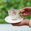 SKODELICE ZA KAVO S KROŽNIČKI 6/1 PORCELAN 200 mL - CVETLIČNI DEKOR
