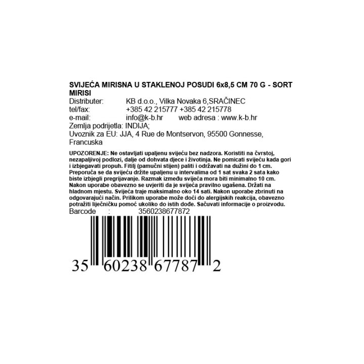DIŠEČA SVEČA V STEKLENI POSODICI 6x8,5 CM 70 G - RAZLIČNE VONJE