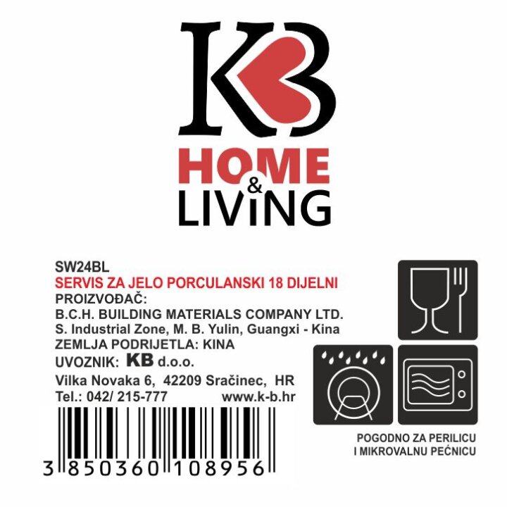 JEDILNI SERVIS IZ PORCELANA BLACK WAVE - 18 DELNI KVADRATNI DEKOR BLACK WAVE