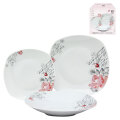 JEDILNI SERVIS IZ PORCELANA ROMANTICA - 18-DELNI KVADRATNI CVETLIČNI DEKOR