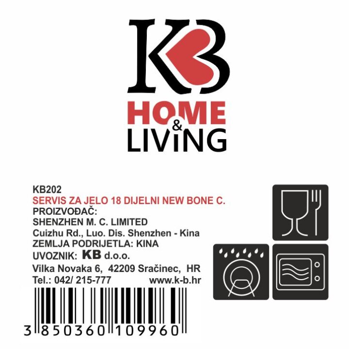JEDILNI SERVIS 18 KOSOV NEW BONE JARDIN OKRAŠEN - VALOVIT ROB