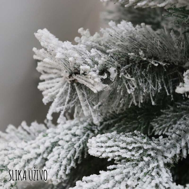 UMETNO BOŽIČNO DREVO AURORA S SNEGOM, STORŽI IN KOVINSKIM STOJALOM 240 cm