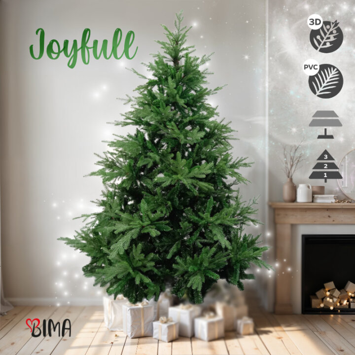 UMETNO BOŽIČNO DREVO JOYFULL S KOVINSKIM STOJALOM 210 CM