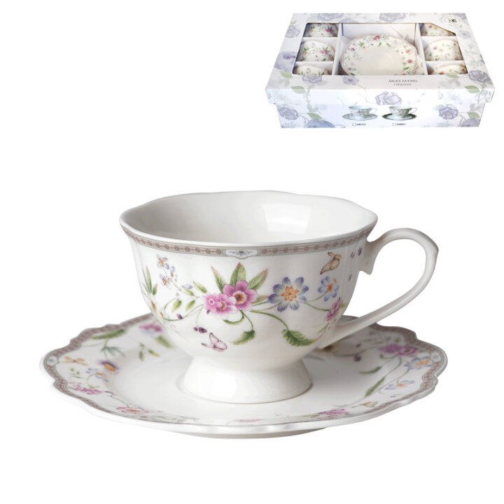 SKODELICE S KROŽNIKI NEW BONE PETITE GARDEN PORCELAN, DEKORIRANE 6/1 200 mL – VALOVITI ROB